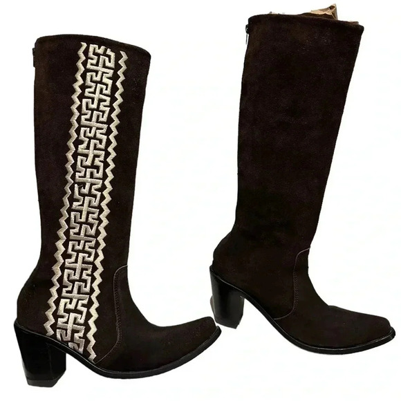 Agave sky embroidered brown boots size 8.5 - Picture 4 of 11